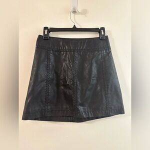 Free People Black Faux Leather Mini Skirt